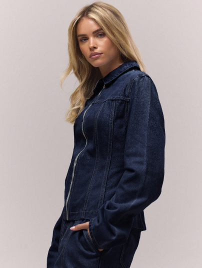 Veste en Coton Ceintrée – Manches Extra Longues