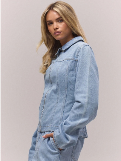 Veste en Coton Ceintrée – Manches Extra Longues