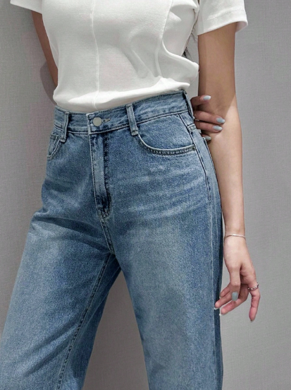 Jean Bleu Délavé Taille Haute