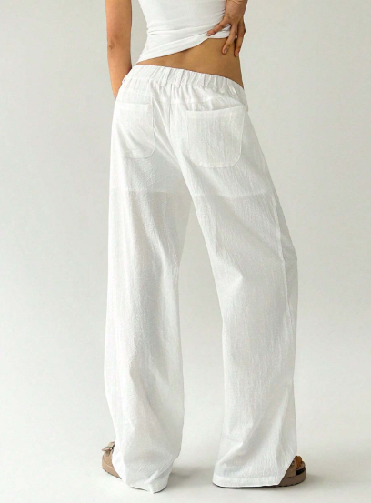 Pantalon Blanc Taille Basse — Doublure Signature