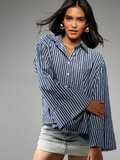 Chemise Oversize Rayures Bleu & Blanc – Manches Larges