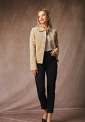 Veste en Cuir Suédine – Col Revers & Manches Fendues