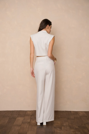 Ensemble Tailleur Rayé- Blazer sans manches