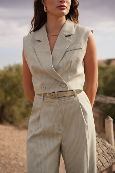 Ensemble Tailleur Rayé- Blazer sans manches
