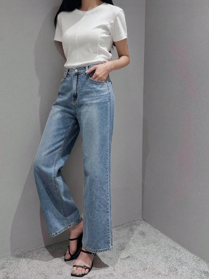 Jean Bleu Délavé Taille Haute