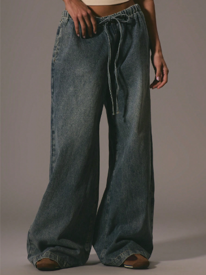 Pantalon Denim Coton — Cordon de Serrage