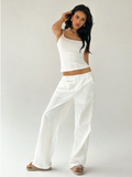 Pantalon Blanc Taille Basse — Doublure Signature