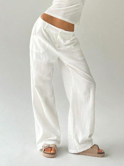 Pantalon Blanc Taille Basse — Doublure Signature