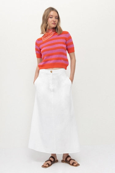 Pull Manches Courtes Rose & Orange – 100% Coton