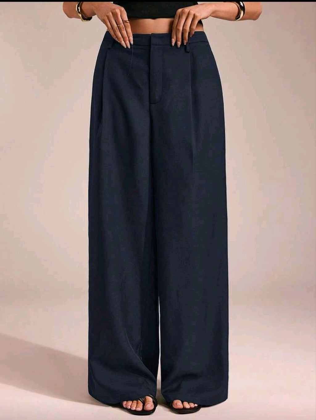 Pantalon Ample à Pinces – Bleu Marine