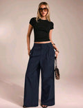Pantalon Ample à Pinces – Bleu Marine