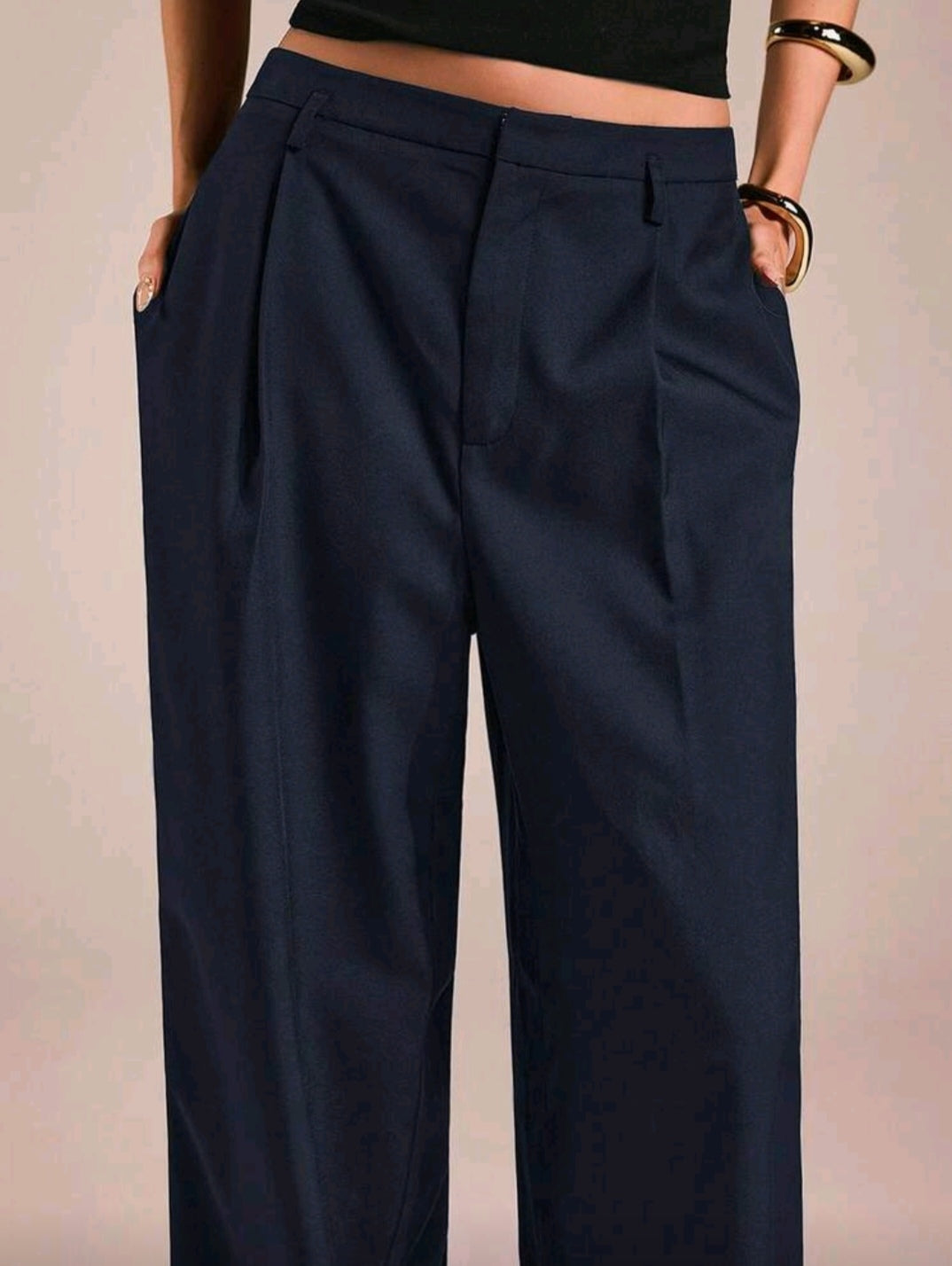 Pantalon Ample à Pinces – Bleu Marine