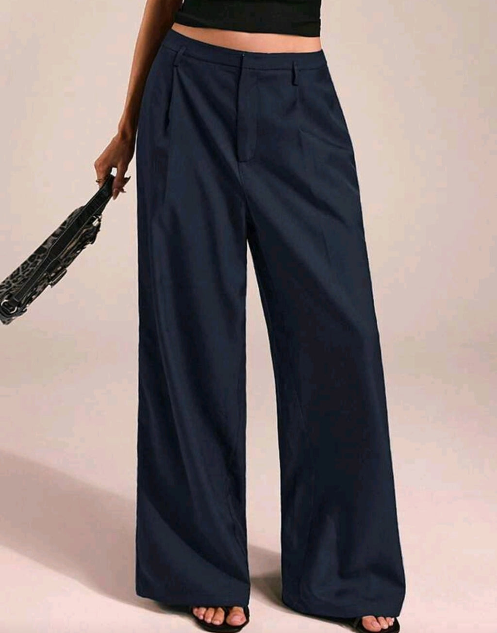 Pantalon Ample à Pinces – Bleu Marine